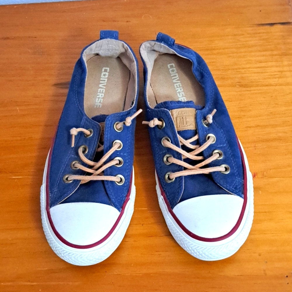 Converse All Star red white blue slip on size 7 tennis shoes.